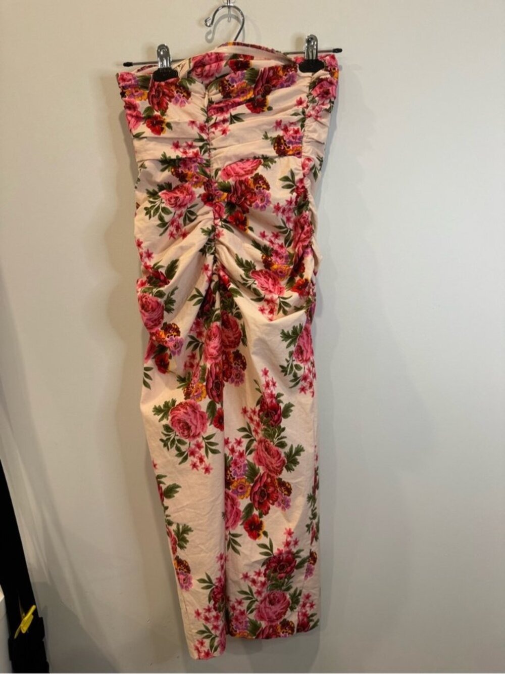 Anthropologie Floral Strapless Ruched Dress Pink XS 0747 - Picture 5 of 10